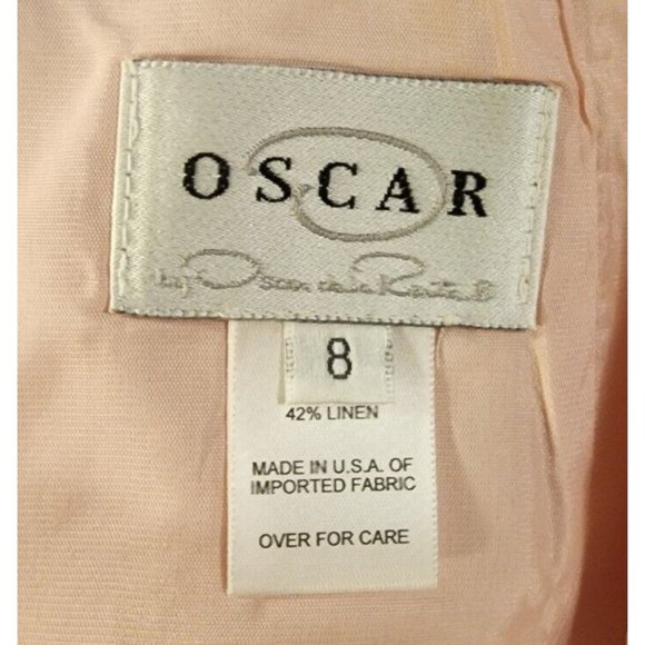 Vtg Oscar de la Renta Skirt Sz 8 Blazer Sz 6 Pale Pink Silk Linen Skirt Suit - Picture 14 of 15